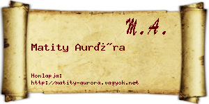 Matity Auróra névjegykártya
